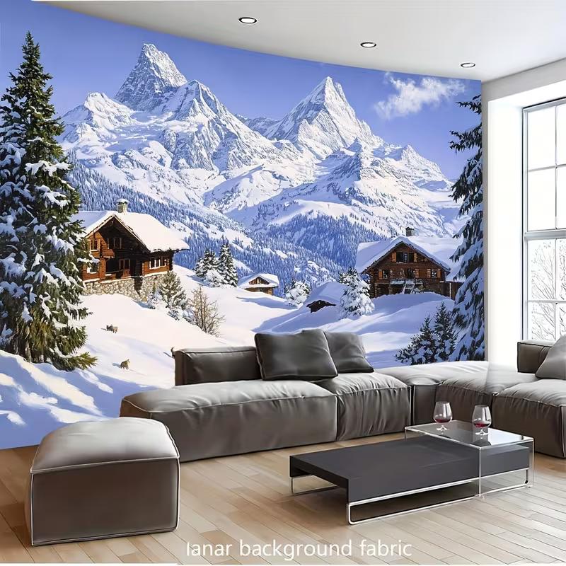 

Swiss Matterhorn Snow Mountain Backdrop Winter Nature Background for Christmas & New Year Decoration 47.2x31.5inch/120*80cm