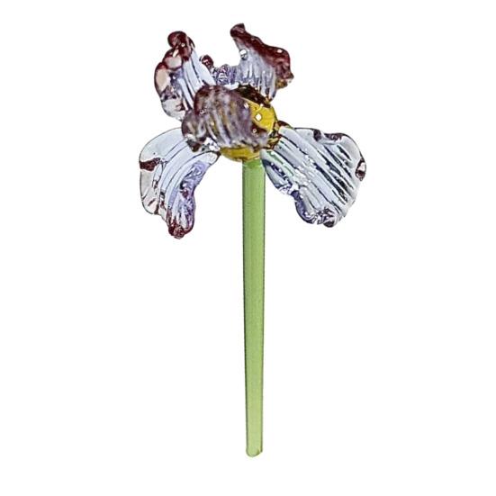 Handmade Glass Flower Decoration with Stem Hand-Blown Mini Floral Plants Figurine Home Living Room Office Table Flower Vase Ornament