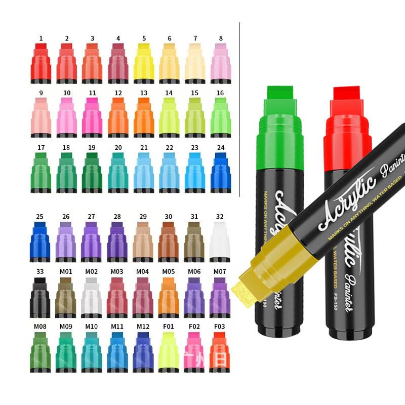 15mm Acrylic Marker Pen Large Tip Opaque Blendable Water-Based Art Marker for Professional Drawing Painting and Graffiti