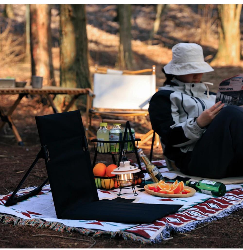 

Outdoor Foldable Camping Chair Garden Park Single Lazy Chair Backrest Cushion Picnic Camping Folding Back Chair Beach Chairs