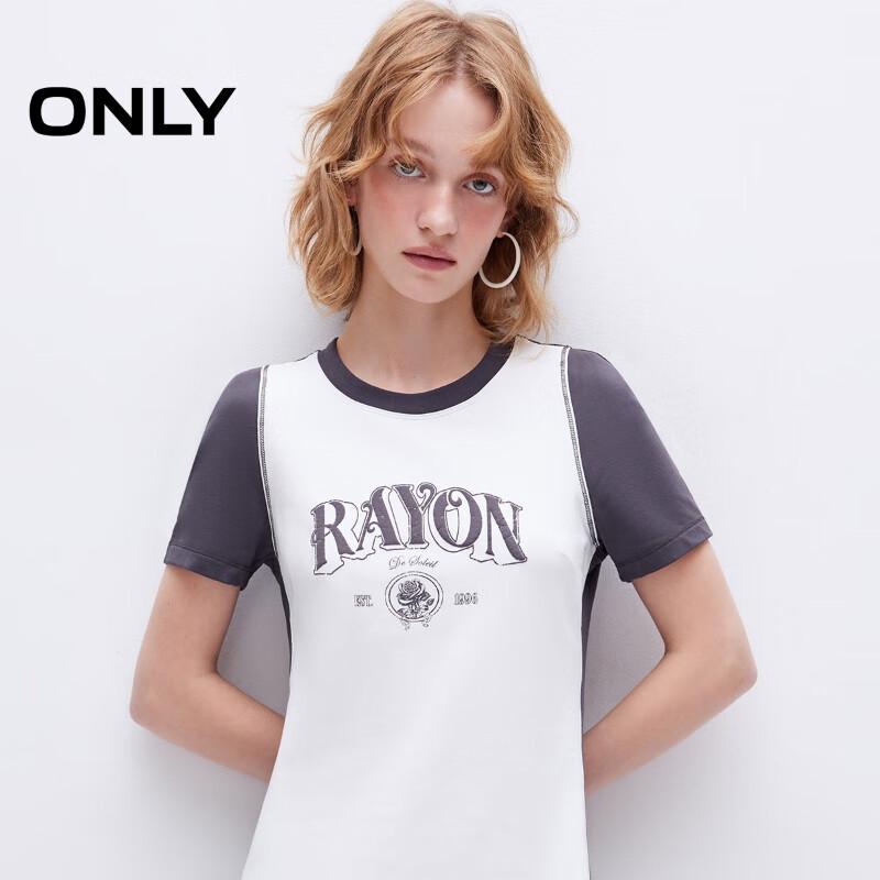 ONLY Women's Letter Print Round Neck T-Shirt Midi Dress