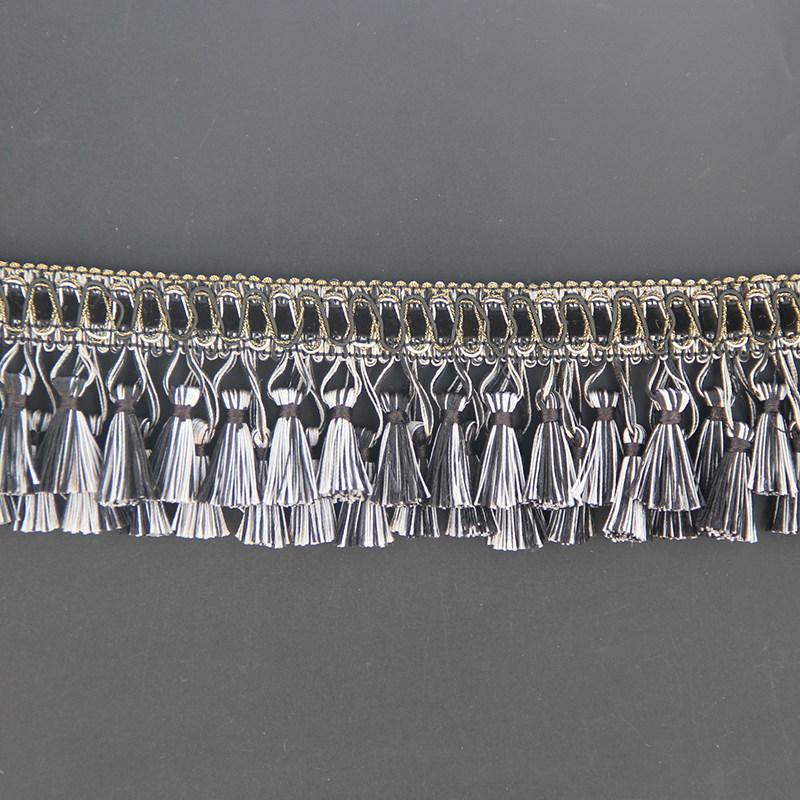 1M High-end European Double Tassel Trim Pendant  Upholstery Curtain Decor Double Layer Fringe Lace Trim For Diy Sewing Craft