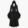 Gotisches Vampir Cosplay Mittelalterliches Langes Kleid Hexe Schwarz Neues Langes Gewand Halloween Party Rollenspiel Kostüm