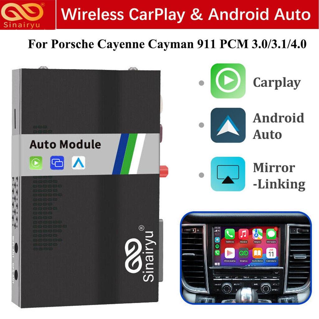 Sinairyu Wireless Carplay Android Auto Mirror-Link Kit Compatible For Porsche Cayenne Cayman 911 PCM 3.0/3.1/4.0 System