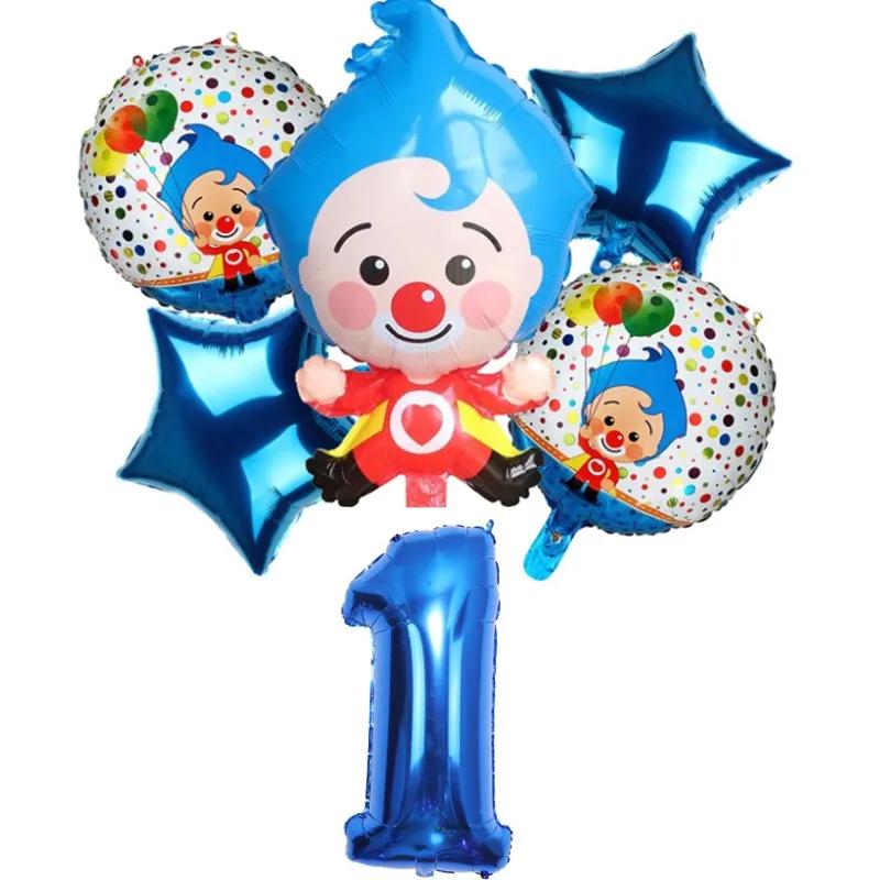 

6 шт./компл. Мультяшный клоун Плим Плип Фольгированные шары Детские украшения для дня рождения Детские игрушки Шары