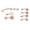 7Pcs Belly Button Rings Stainless Steel Smoothing Safe Elegant Style Dangle Belly Rings for Party
