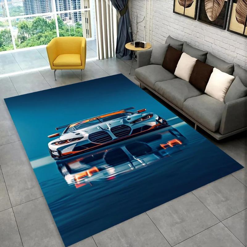 3D Racing Car Motorcycle Bedroom Rug Carpet for Living Room  Kids Play for Sofa Doormat Decor Gift  Non-slip Mat Decoration