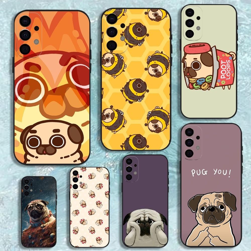 Roztomilý mops pes pouzdro na telefon pro Samsung S25, S24, S21, S22, S23, S30, Ultra, S20, Plus, Fe, Lite, Note, 10, 9, 5G Černý kryt