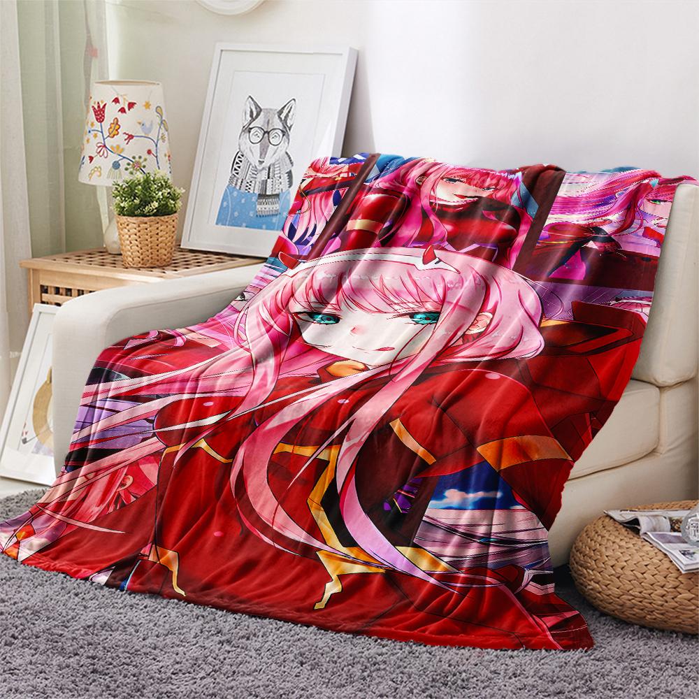 1PC DARLING In the FRANXX Zero Two Print Flannel Blanket, High Quality All Seasons, Home Decor, Warmth and Comfort, Perfect for Christmas Gifts