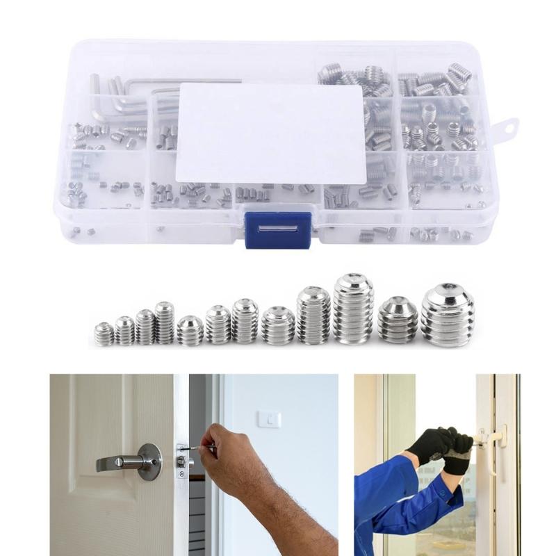 240pcs Convenient Set of Screws Allen Head Screws set Hex Socket Head Screws Grub Screw Set nternal Hex Drive Cup-Point