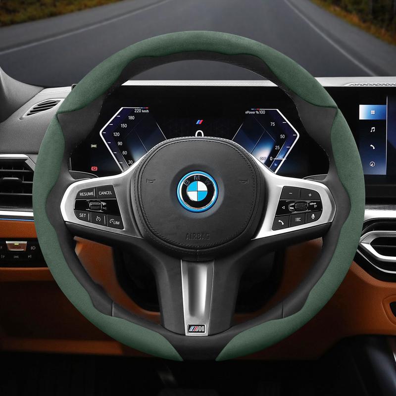 Suitable for Bmw Anti-Slip Buckle Segmented Suede Steering Wheel Cover Suitable for E46 F20 E87 E39 E91 G20 F31 E93 X3 E83 E61 m Serie 1 F30 X5 E90