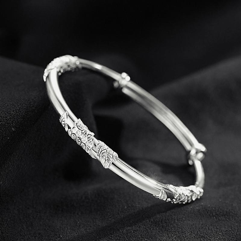 Original 925 Silver Charms Bangles For Women Luxury Design Sparking Gypsophila Star Bracelets Party Wedding Jewelry
