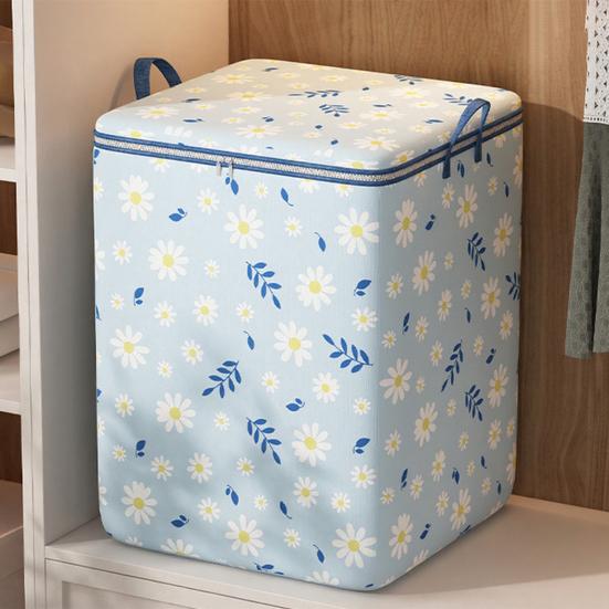 Floral Comforter Storage Bag Large Capacity Dust-proof Zippered Bag with Carry Handles Foldable Space Saver Organizer