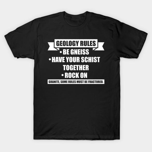 Men Black Print T-shirt Geology Rules - Funny- Geology- Rockhound No-Cut Transfer Paper Print Cotton Tshirt 2XL чёрный