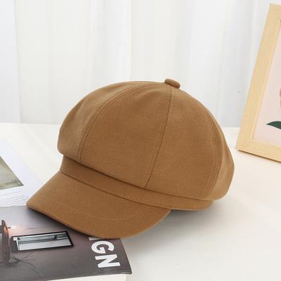 Nuovo cappello ottagonale in stile britannico autunno inverno tinta unita in lana elegante da donna cappelli casual alla moda berretto da giornalaio