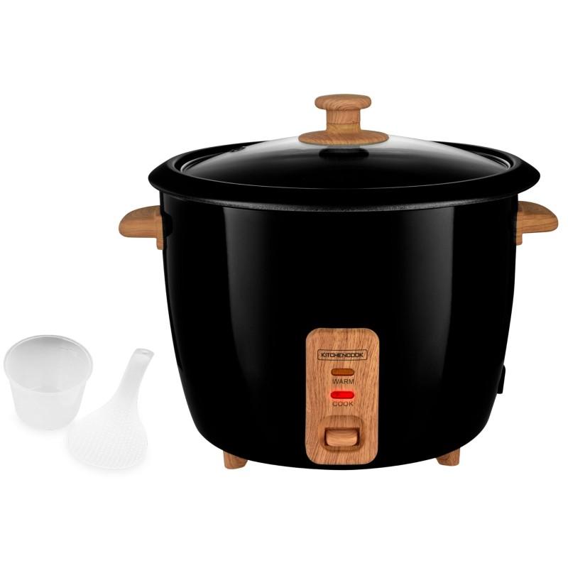 Kitchencook - Cuiseur à Riz Japan Wood Black - 400 W 1 L - Cuillère Et Verre Mesureur