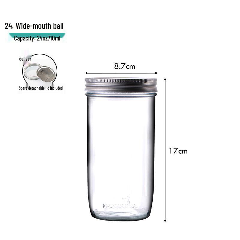 American Style Glass Mason Jar - Transparent Oatmeal Storage, Jam Bottle, Retro Beverage Cup