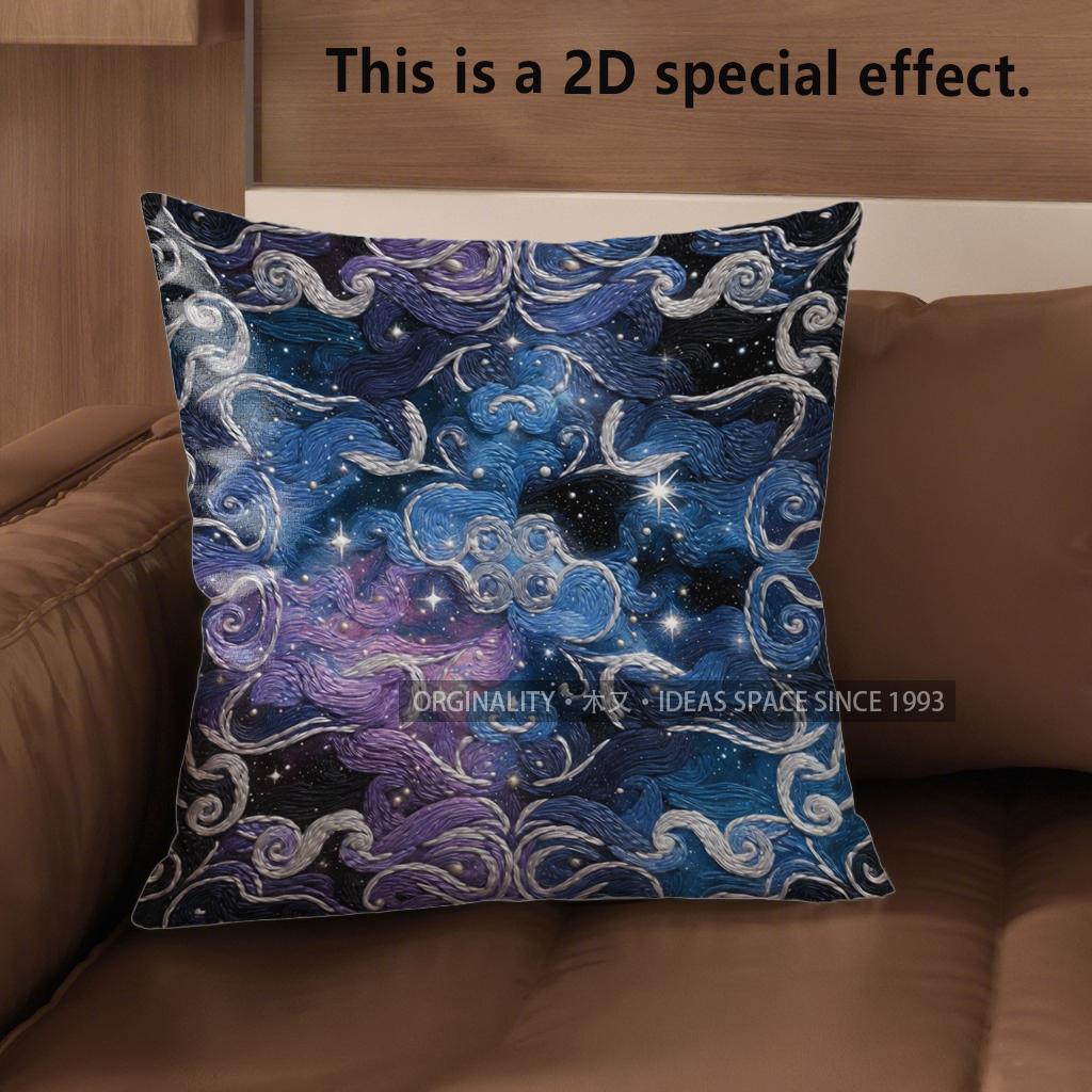 

2D Starry Night Clouds Pillowcases For Cozy Decor Pattern Cushion Cover Suitable For Sofa Bedroom Car Pillow Cover 40x40cm
