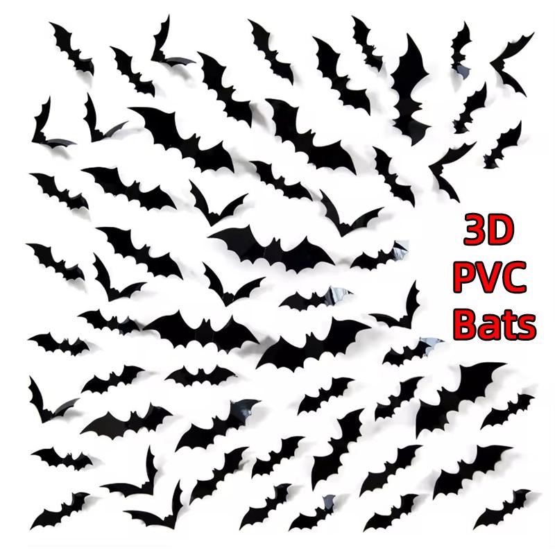 Xiaomi 3D Black PVC Bat Spider Wall Stickers Scary Halloween Decorations Party Props DIY Home Bar Room Spooky Ornament Supplies