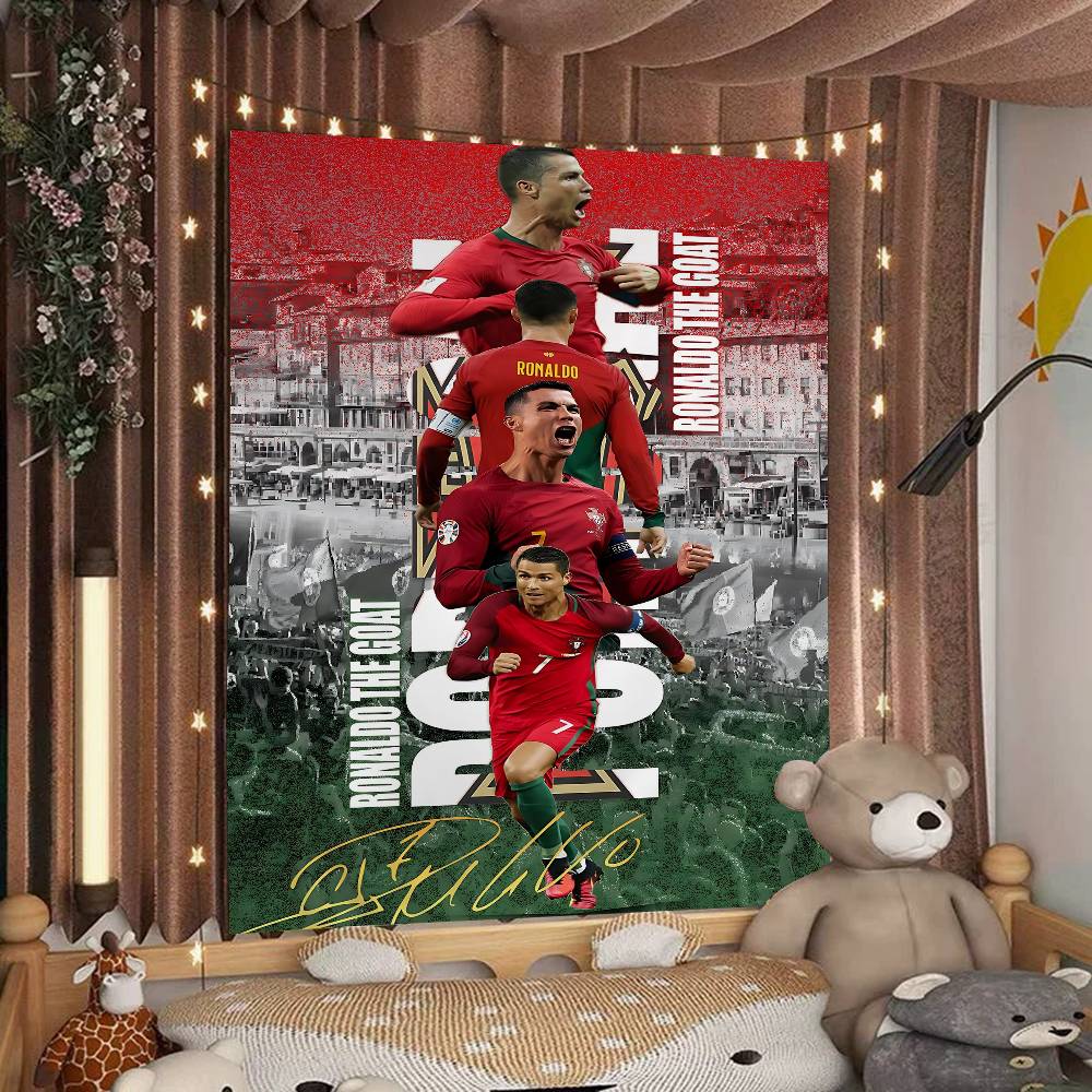 CCristiano RRonaldo CR7 Anime Tapestry Hanging Tarot Hippie Wall Rugs Dorm Home Decor