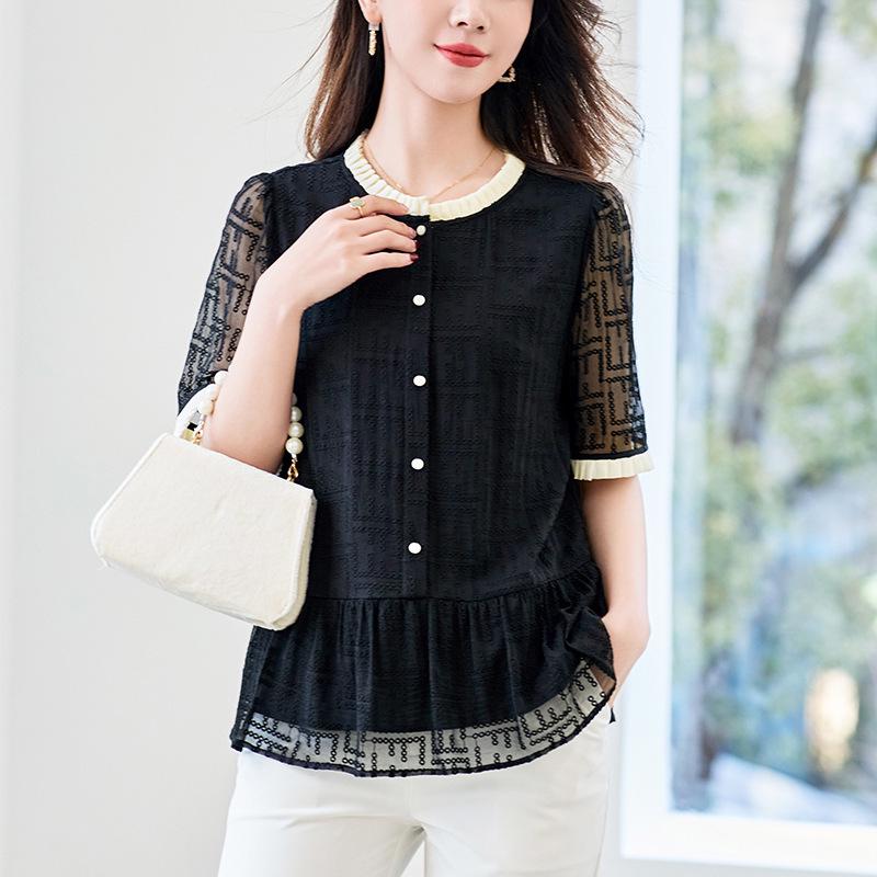 

Hangzhou Silk Embroidery Blouse for Women - Versatile, Fashionable Top L