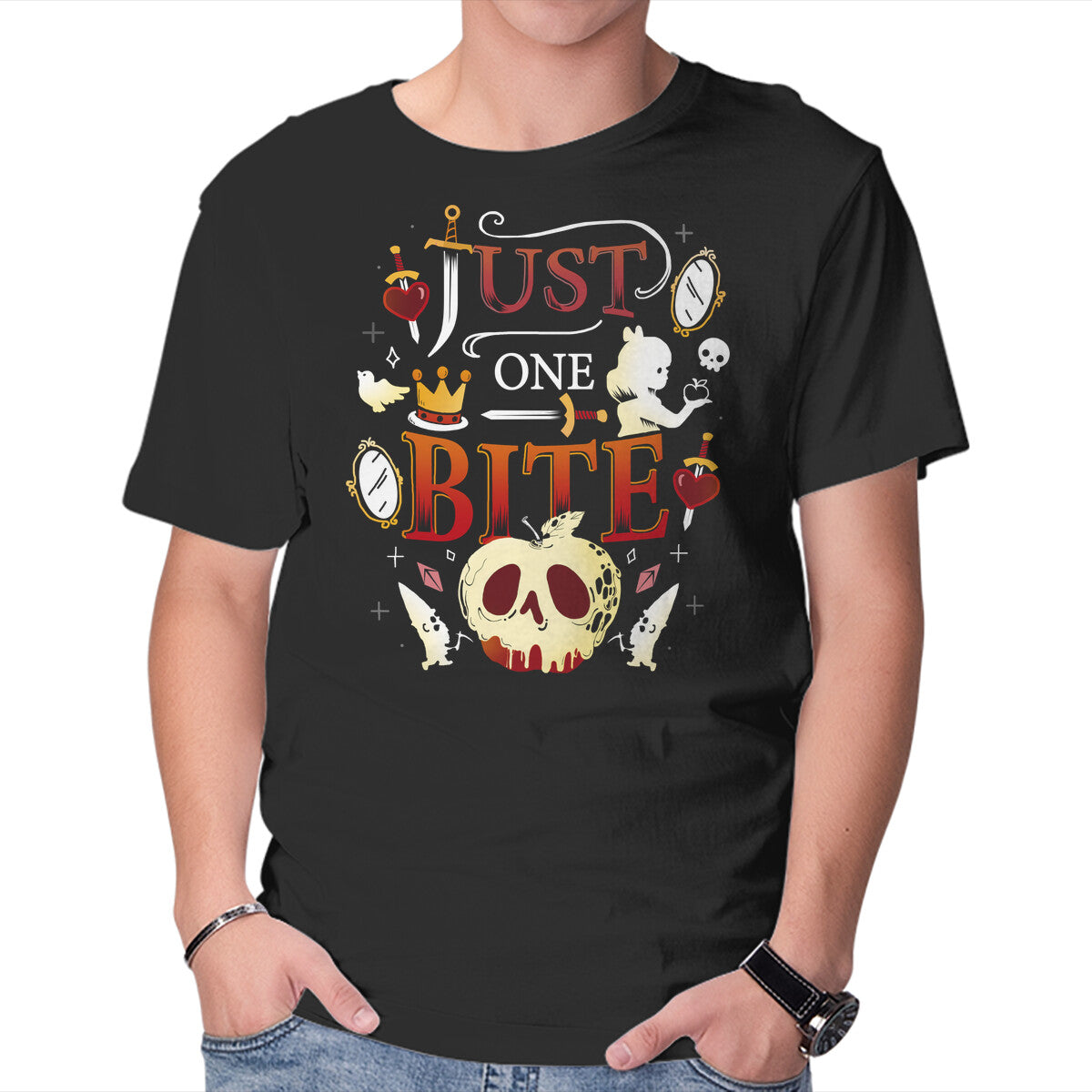 Unisex Crew Neck T-Shirt One Bite Graphic Short Sleeve Casual Tee M