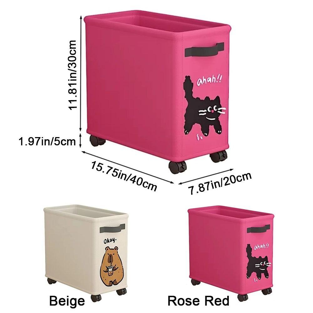 Cartoon Animal Print Rolling Storage Cart Cute Dirty Clothes Basket Laundry Basket  Kitchen