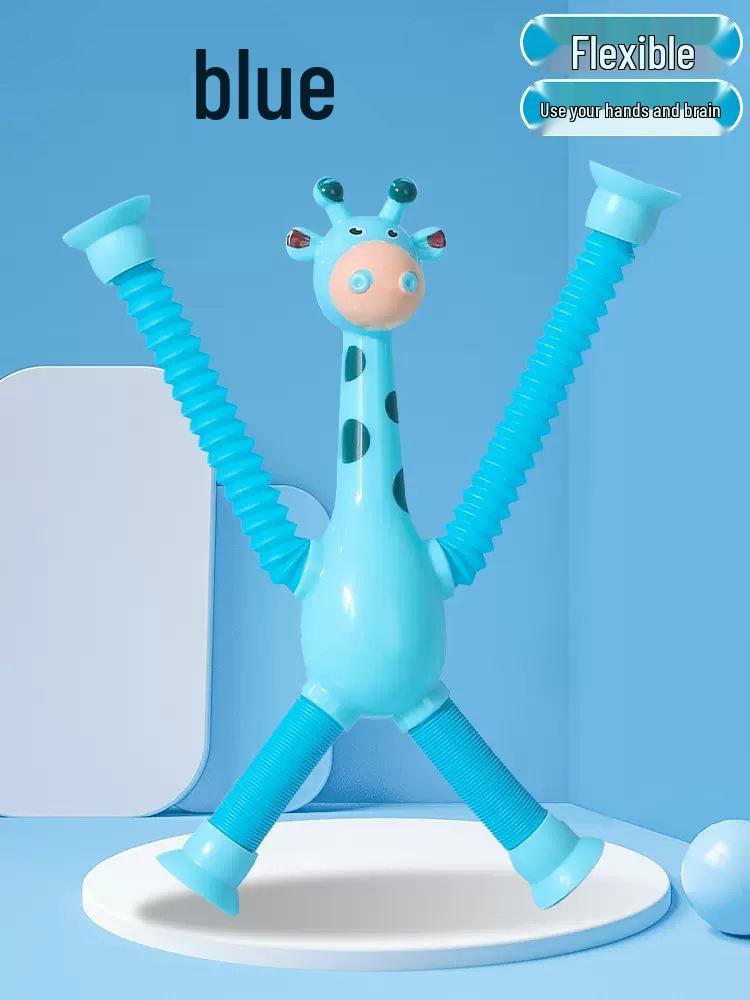 Light-Up Giraffe Telescopic Tube Educational Suction Cup Toy for Parent-Child Interaction