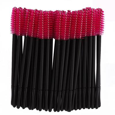 100 piezas Cepillo de Pestañas Desechable Varitas de Rímel Aplicador Set de Brochas de Maquillaje Rojo Rosa