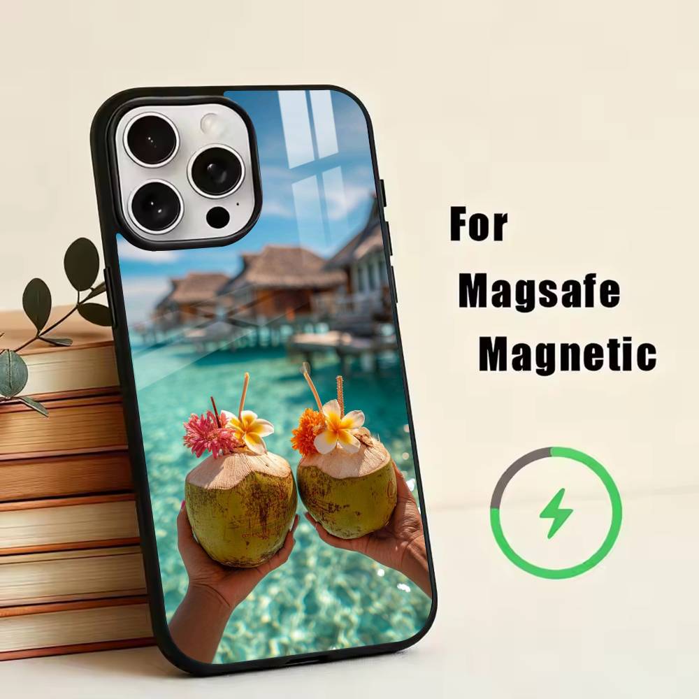 Summer by the sea Phone Case For iPhone17,16,15,14,13,12,11 Plus,Pro Magnetic For Magsafe Wireless Charging