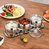 Refillable Condiment Jars 304 Stainless Steel Spice Jar Set, Seasoning Container with Glass Lid & Spoon, Rustproof Kitchen Salt Sugar