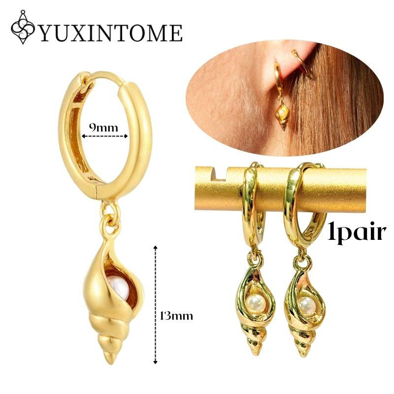 YUXINTOME 925 Silver Ear Needle Zircon Hoop gold Earrings For Women Square Plate Pendant Cutout Heart Earrings Fashion Jewelry
