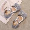 Bow High Heel Girls' Sandals: Summer Closed-Toe Crystal Princess Shoes 2025 - Soft Sole for Comfort