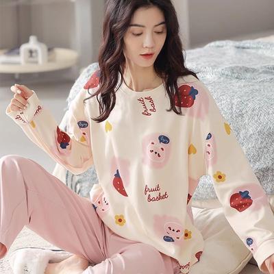 Spring and Autumn Ladies Casual Pajamas Girls Home Outfit Students Pajamas Long Sleeve Girls Lovely Home Outfit