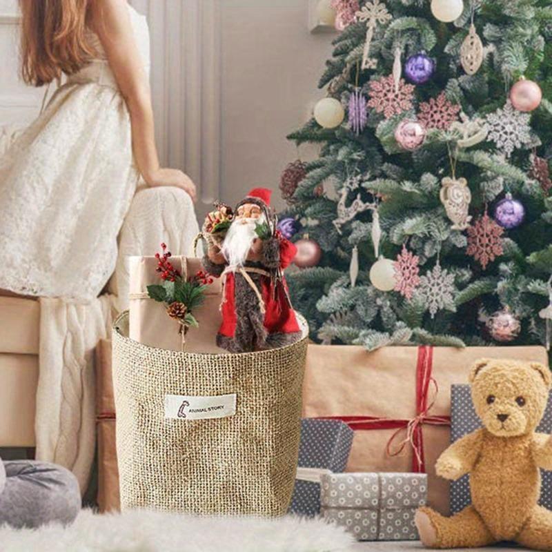Desktop Storage Basket Jute Cotton Linen Bag Hanging Pocket Small Sack Sundries Storage Box With Handle Cosmetic Storage Bag
