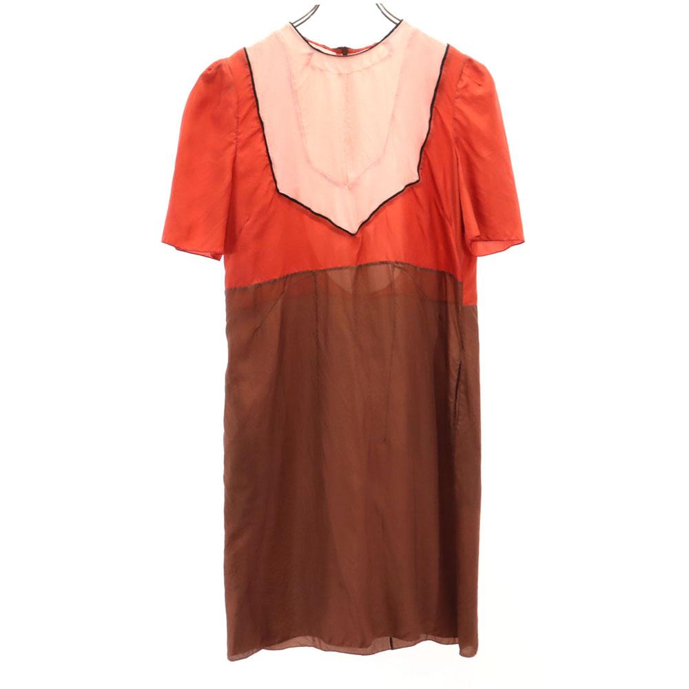 

MARNI Italian Silk Short sleeve mini dress 38 Brown Women Used