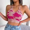 Frauen Frühling Sommer Freizeit Halter Kuh Muster Taille Strap Top Offenen Nabel Stricken Tank