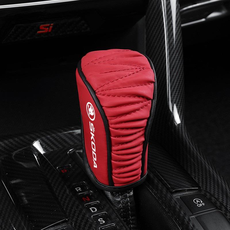 ATSS5 Car Shift Handle Cover Leather Non-slip Wear-resistant For Skoda Octavia A5 A7 Fabia 1 Superb Kamiq Rapid Yeti Auto Accessories