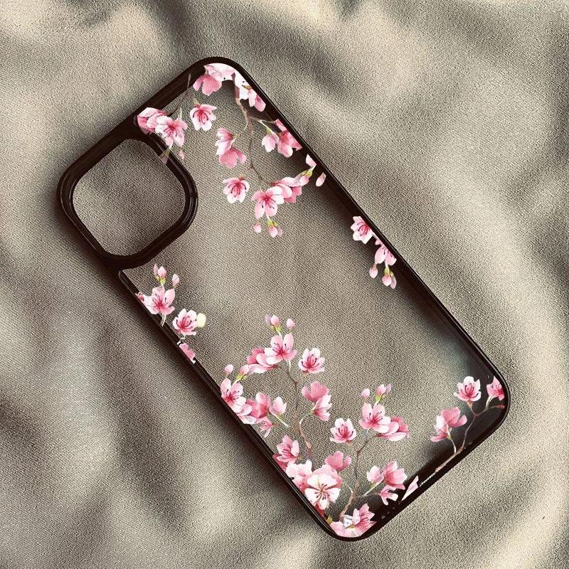 Cherry Blossom Transparent Phone Case For iPhone 17 Air 16 15 13 12 11 Pro Max Pro Plus Protective Antii-Scratch Funda Cover