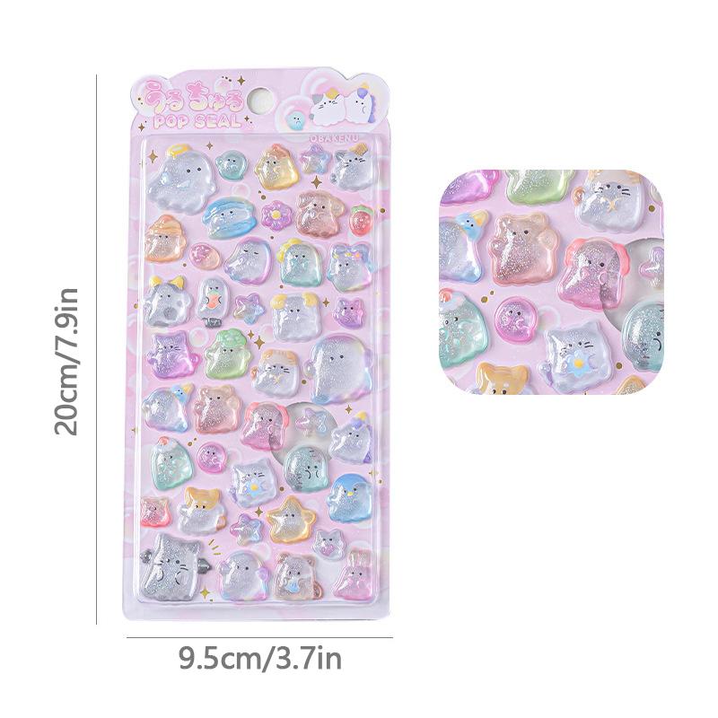 3D Cute Jelly Stickers Cartoon Animal Relief Sticker Scrapbook DIY 3D Stickers Car Refrigerator Phone Case Stickers
