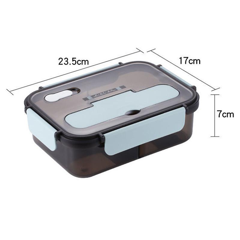 1100/1500 Ml 2/3 Grid Compartment Packed Lunch Box Matching Fork Spoon Adult Student Bento Box Food Storage Container Snack Box 3 grids