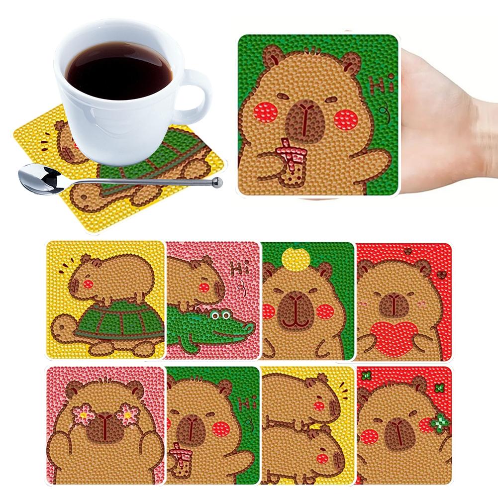 8 Pcs DIY Diamond Painting Coasters Kits DIY Diamond Art Coaster Set for Beginners Adults Art Craft Supplies