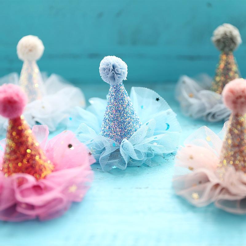 Glitter Birthday Hat Hair Accessory Shiny Star Decor Headwear for Kids Birthday Party Holiday Cosplay Dress Up Favors