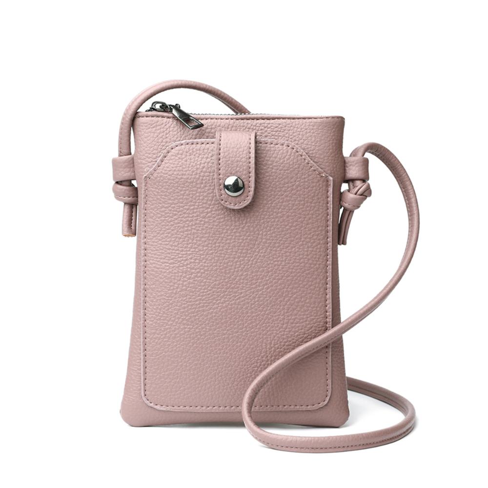 

Triple Pocket PU Leather Phone Crossbody Bag Slim Lightweight Travel Outdoor Purse Women s Solid Minimalist Shoulder Bag розовый