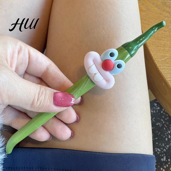 Long-lasting Writing Comfort Pen Cute Gel Kids Cartoon Pepper Shape Ballpoint Office School Colorful Set with Lid Fun Gift for Children Birthdays And