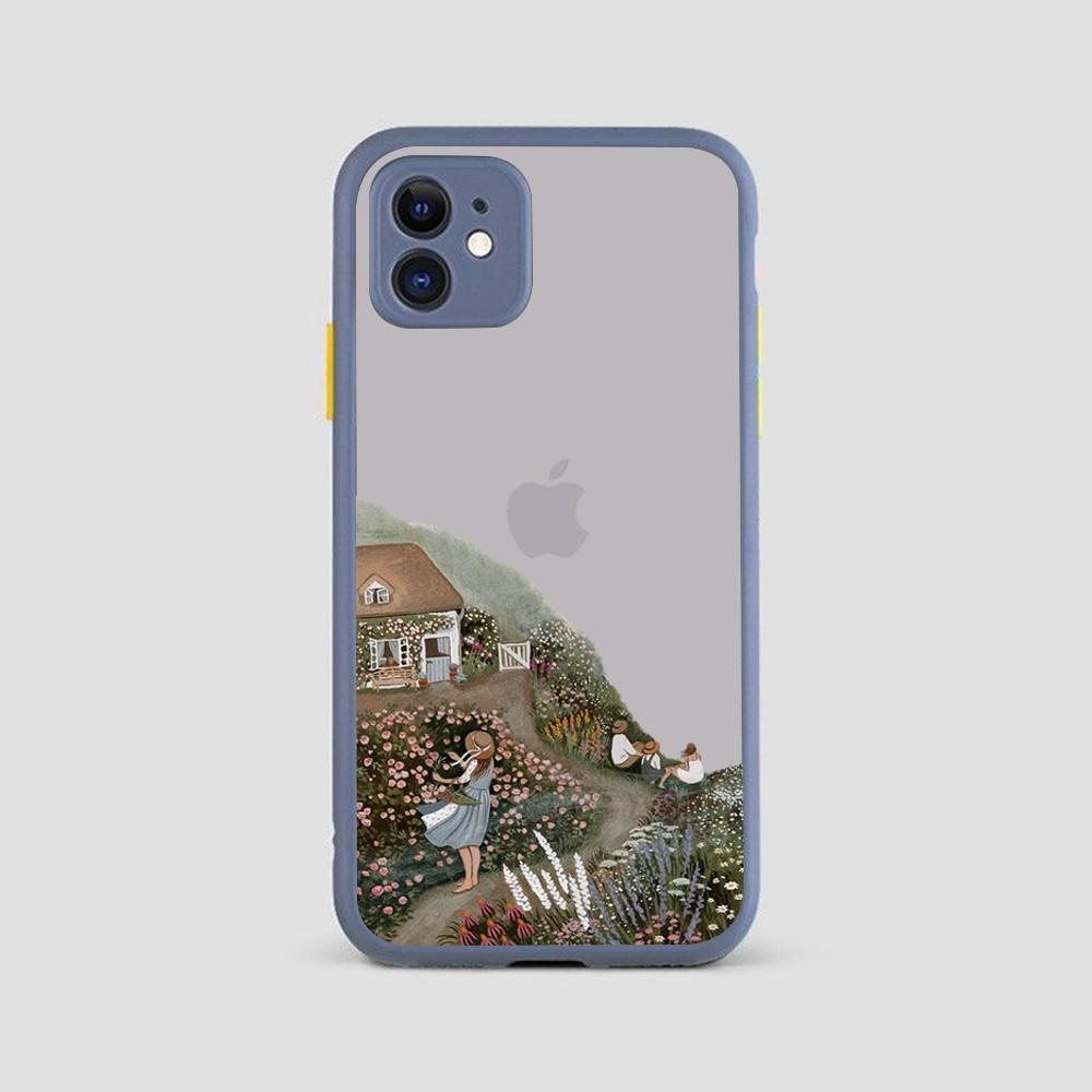 Kreslená krajina Dívka Pouzdro na telefon pro iPhone 14 11 12 13 Mini Pro Max 8 7 Plus X XR XS MAX Průsvitný Matný Kryt