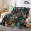 Vintage Boho Diamond Mandala Flannel Blanket Warm Soft Halloween Christmas Decorative Couch Warm Cozy All-Season Gift
