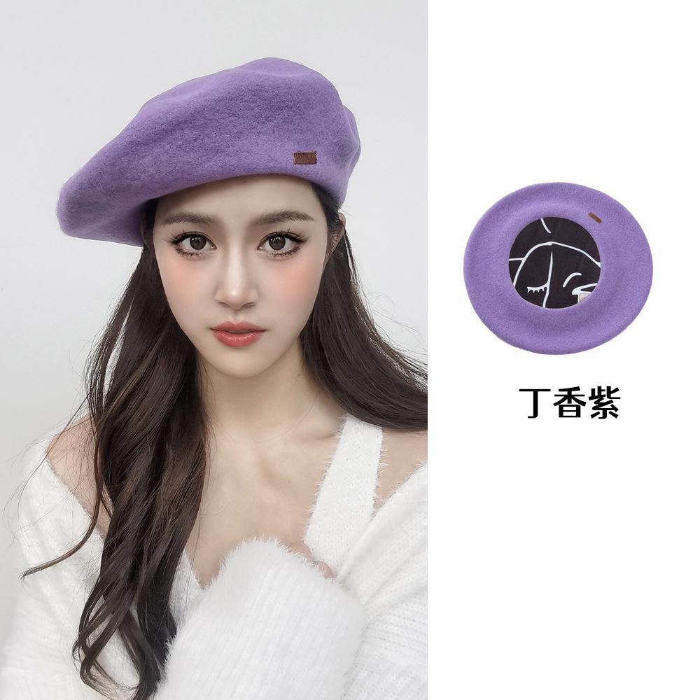 Große Größe 60 cm Wollbarett Wintermützen für Damen Warm halten Mode Malerhut Damen Einfarbige Boina Lässige Beanie Große Größe