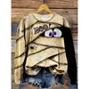 Vintage Women's Long Sleeve T-shirts Halloween Theme Witch Pattern Streetswear Polyester Tops Casual Pullover Women's Clothing