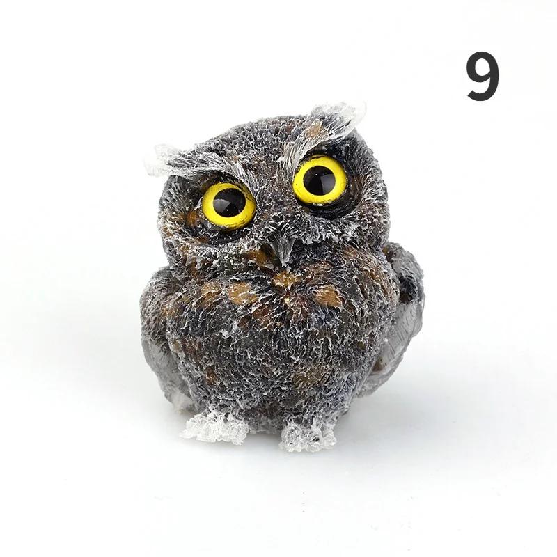 1PCS Crystal Stone Owl Animal Crafts Hand Made Small Figurines DIY Resin Table Decor Home Decor Girls Gifts